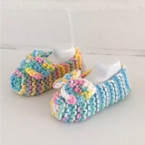 Multi-Colored Pastel Knitted Baby Booties Shoes Slippers With Bow